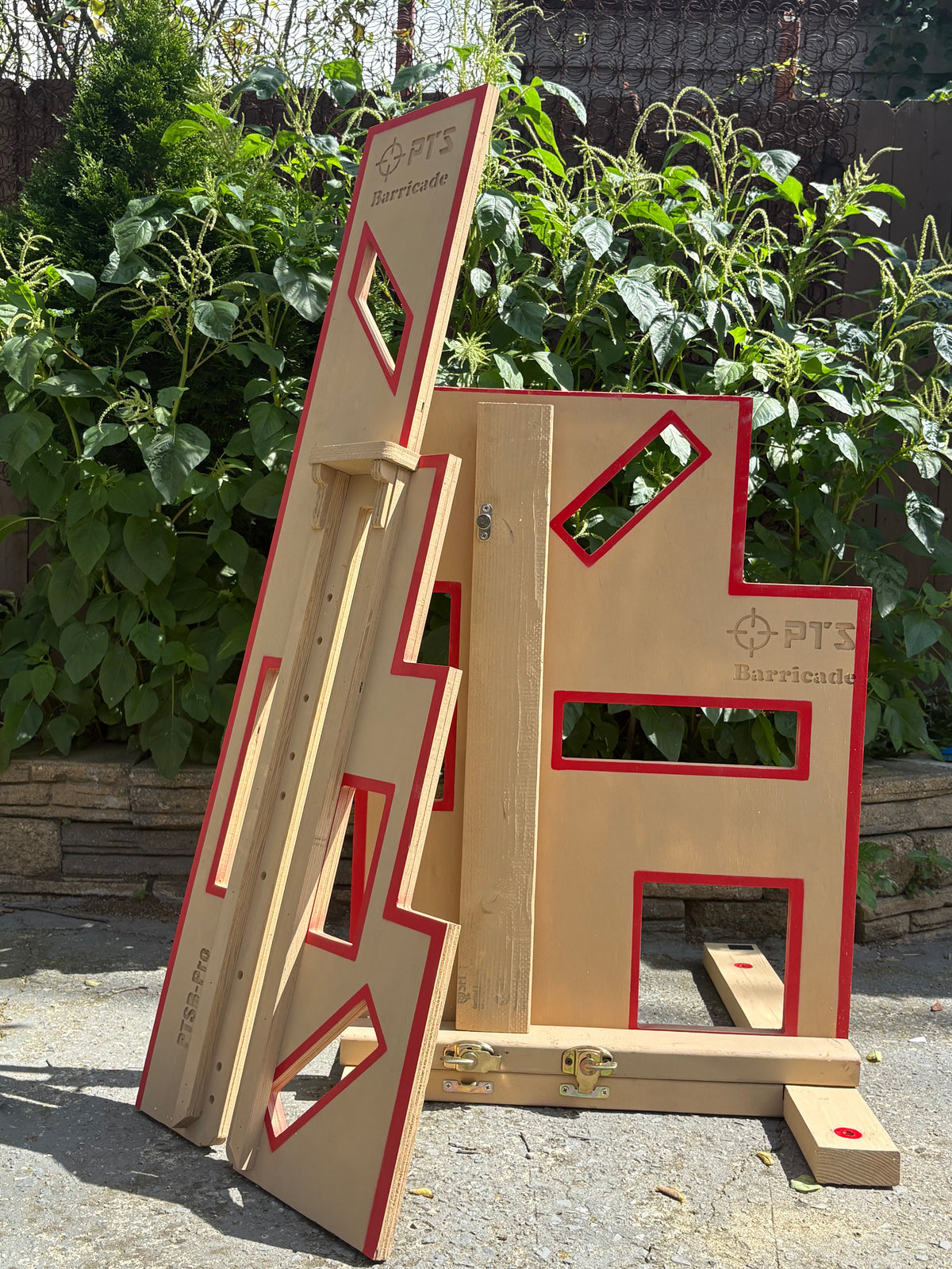 Two PTS Barricade portable barricades showing the two-part sliding design